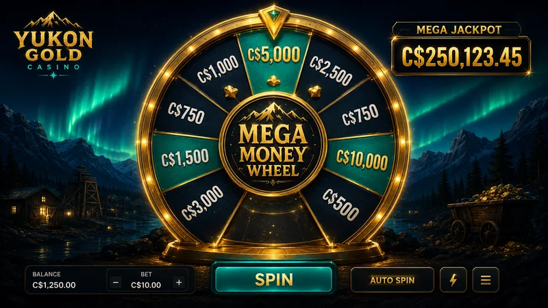 Mega Money Wheel progressive jackpot game at Yukon Gold